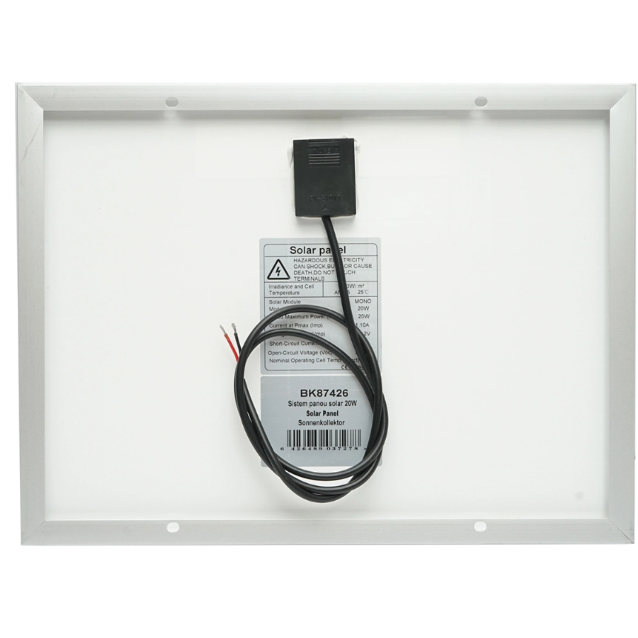 PANOU SOLAR 20W MONOCRISTALIN 400x300x17MM CU REGULATOR TENSIUNE 10A, 12/24V